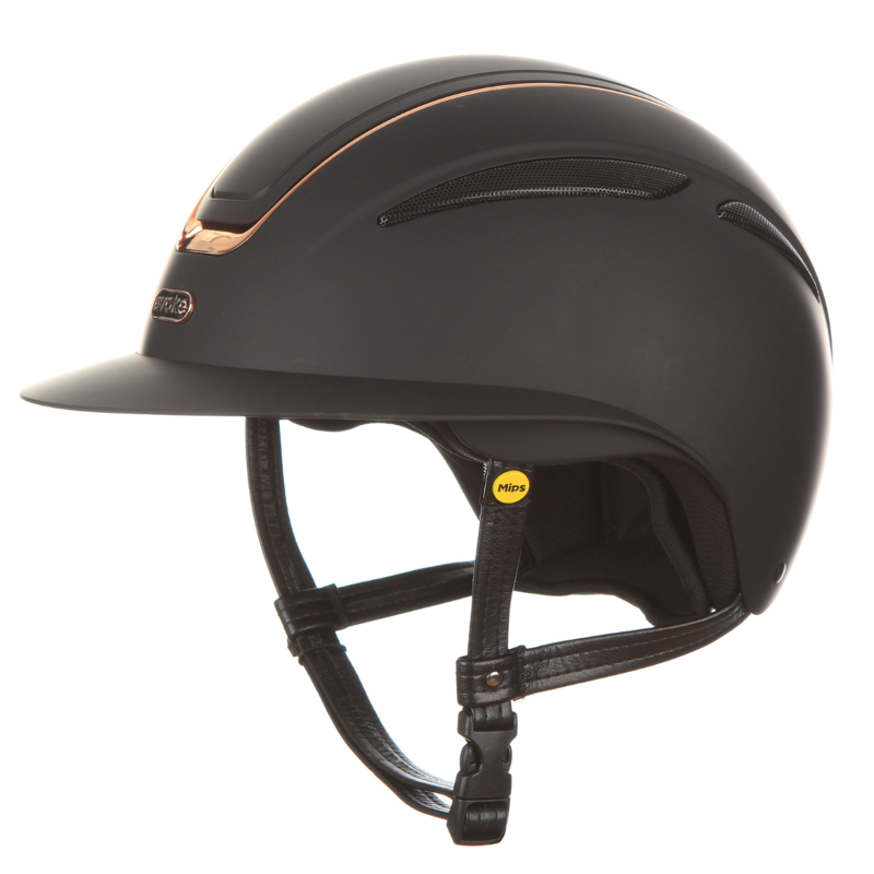 Evoke Callisto MIPS Wide Peak Riding Hat - Black/Rose Gold
