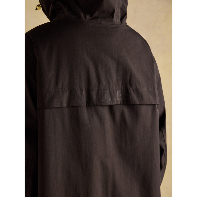Joules Ladies Coverall Oversized Fleece Lined Waterproof Coat - Chocolate-13