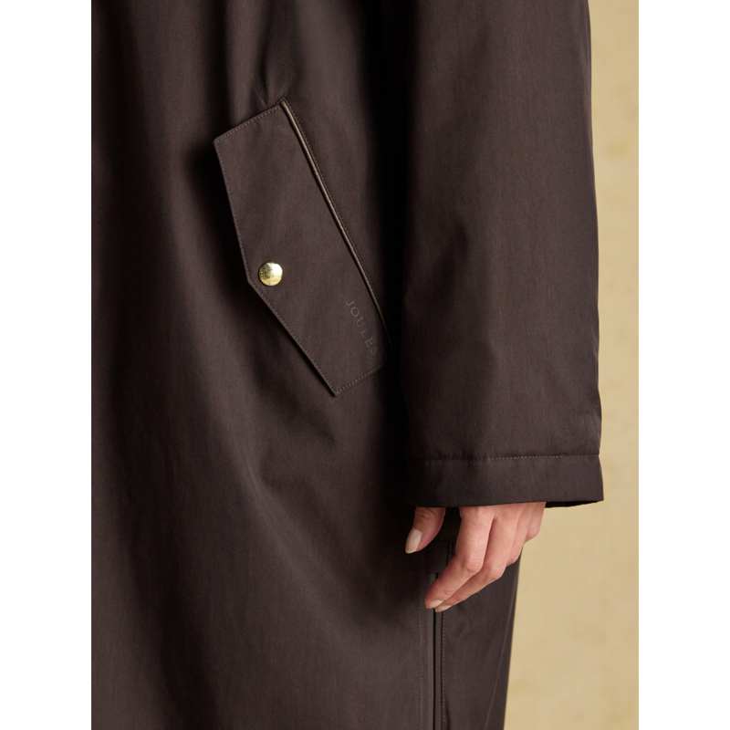 Joules Ladies Coverall Oversized Fleece Lined Waterproof Coat - Chocolate-9