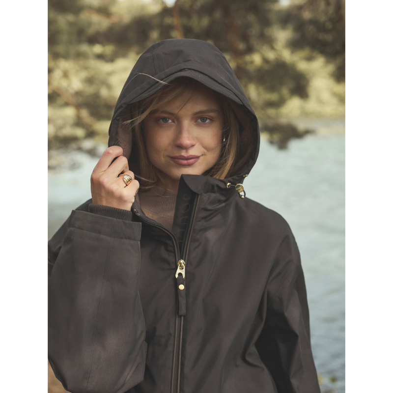 Joules Ladies Coverall Oversized Fleece Lined Waterproof Coat - Chocolate-7