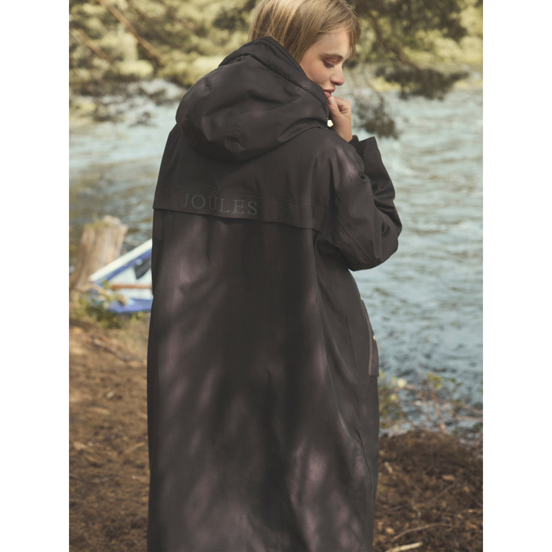 Joules Ladies Coverall Oversized Fleece Lined Waterproof Coat - Chocolate-6