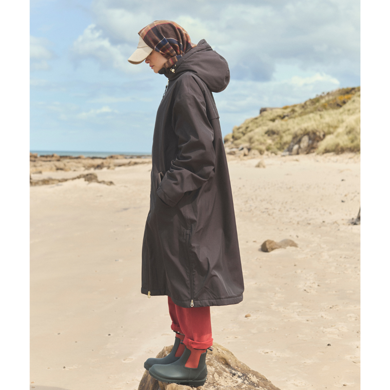 Joules Ladies Coverall Oversized Fleece Lined Waterproof Coat - Chocolate-5