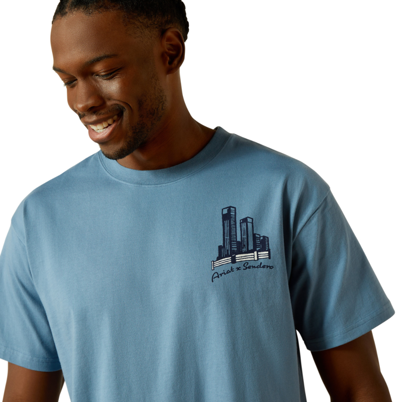 Ariat Men's Sendero Country Fences T-Shirt - Copen Blue-2