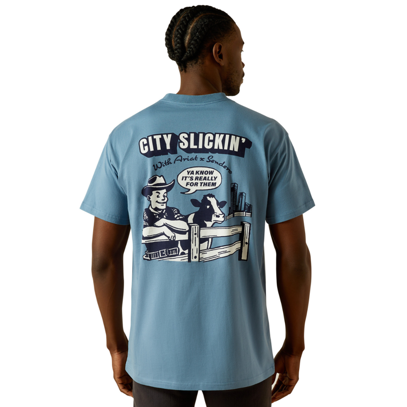 Ariat Men's Sendero Country Fences T-Shirt - Copen Blue-1