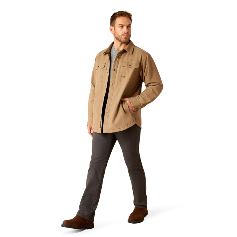 Ariat Men's Rebar Canvas Shirt Jacket - Khaki-3