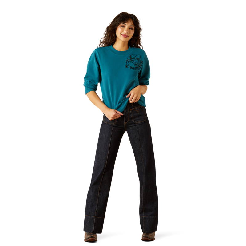 Ariat Women's Essential Sendero West Is Best Sweatshirt - Dragonfly-7