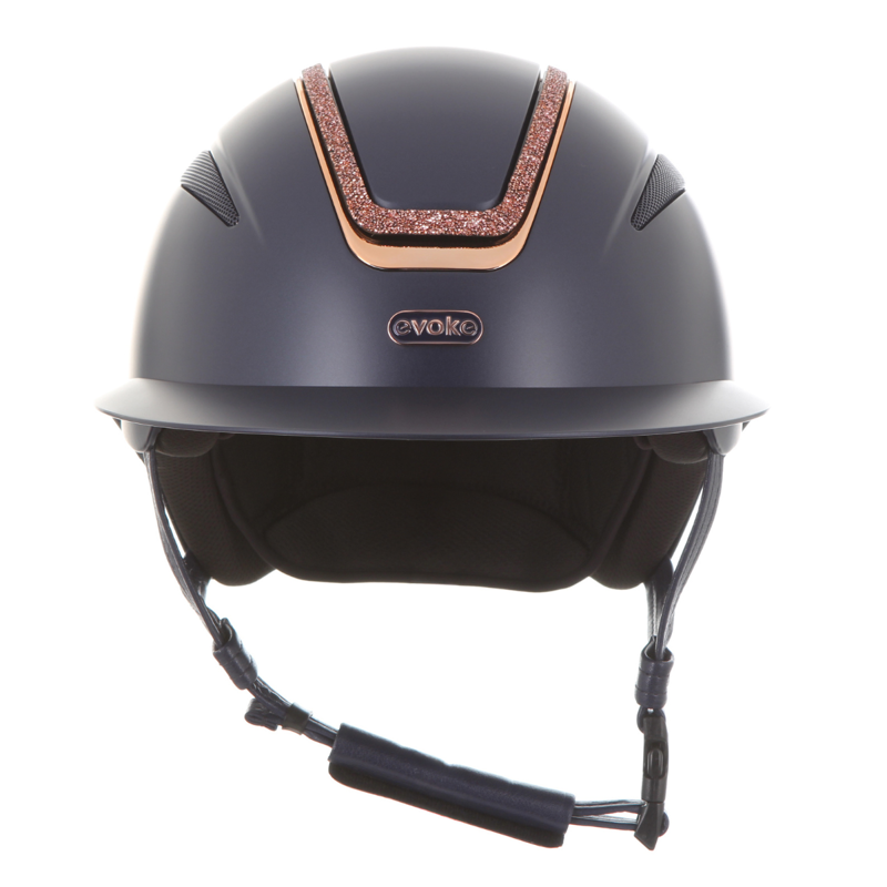 Evoke Callisto Wide Peak Riding Hat - Navy/Rose Gold Crystal Frame-1