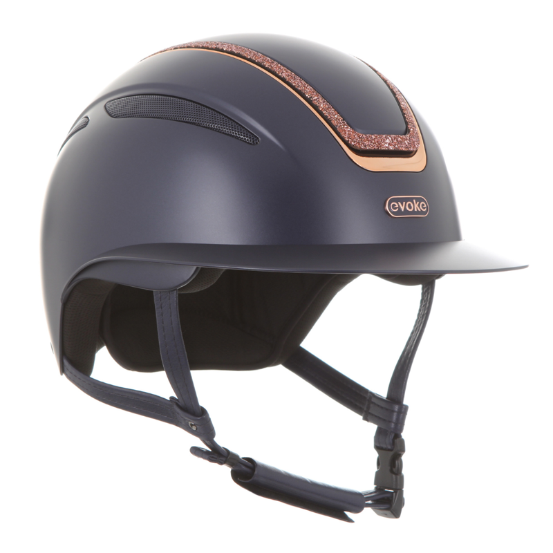 Evoke Callisto Wide Peak Riding Hat - Navy/Rose Gold Crystal Frame-2