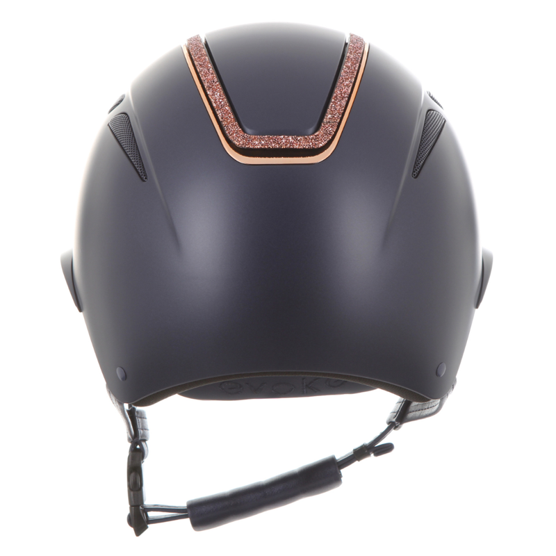 Evoke Callisto Wide Peak Riding Hat - Navy/Rose Gold Crystal Frame-5