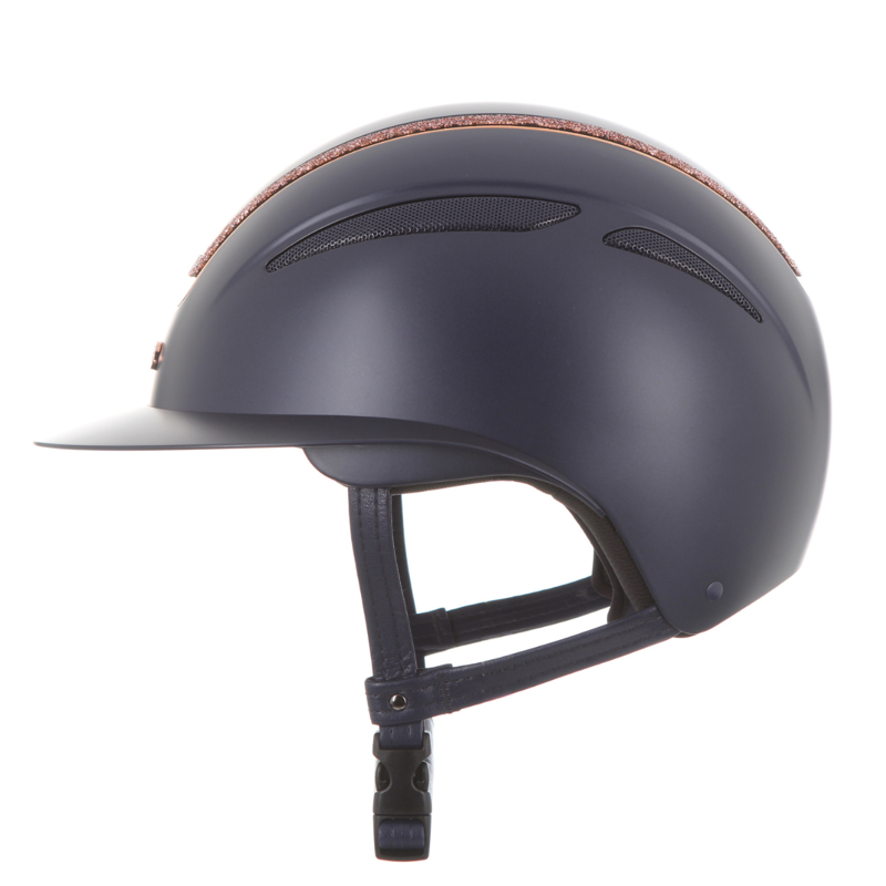 Evoke Callisto Wide Peak Riding Hat - Navy/Rose Gold Crystal Frame-3