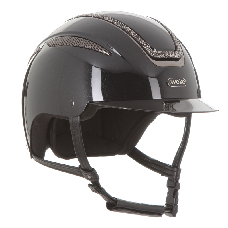 Evoke Callisto Wide Peak Riding Hat - Metallic Graphite/Marcasite Crystal Frame-1