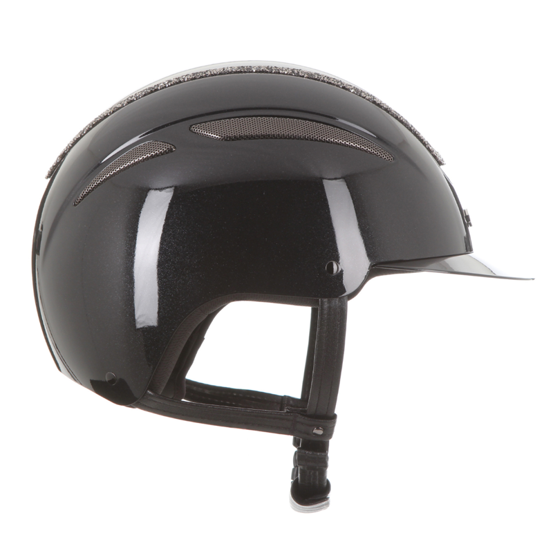 Evoke Callisto Wide Peak Riding Hat - Metallic Graphite/Marcasite Crystal Frame-4