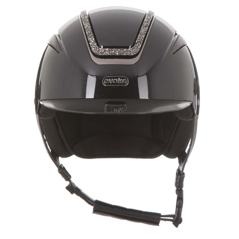 Evoke Callisto Wide Peak Riding Hat - Metallic Graphite/Marcasite Crystal Frame-2