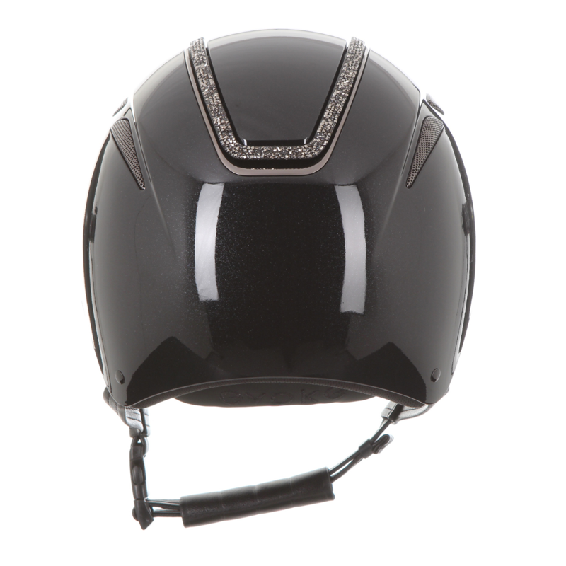 Evoke Callisto Wide Peak Riding Hat - Metallic Graphite/Marcasite Crystal Frame-5