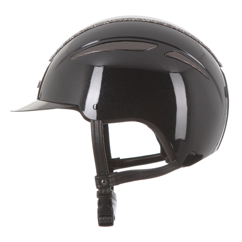 Evoke Callisto Wide Peak Riding Hat - Metallic Graphite/Marcasite Crystal Frame-3