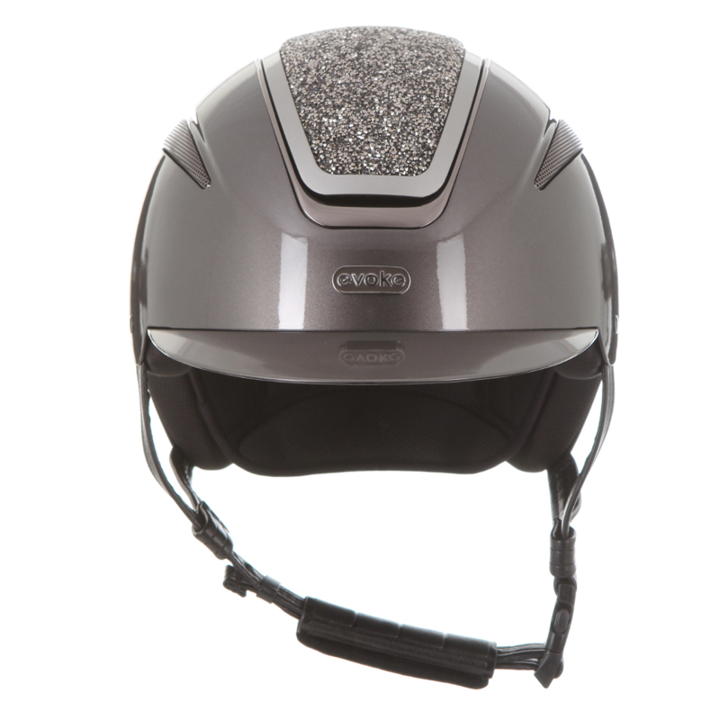 Evoke Callisto Classic Peak Riding Hat - Metallic Graphite/Marcasite Crystal-1