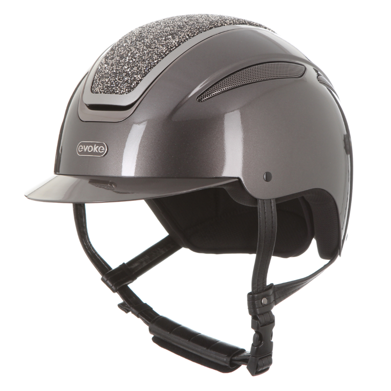 Evoke Callisto Classic Peak Riding Hat - Metallic Graphite/Marcasite Crystal