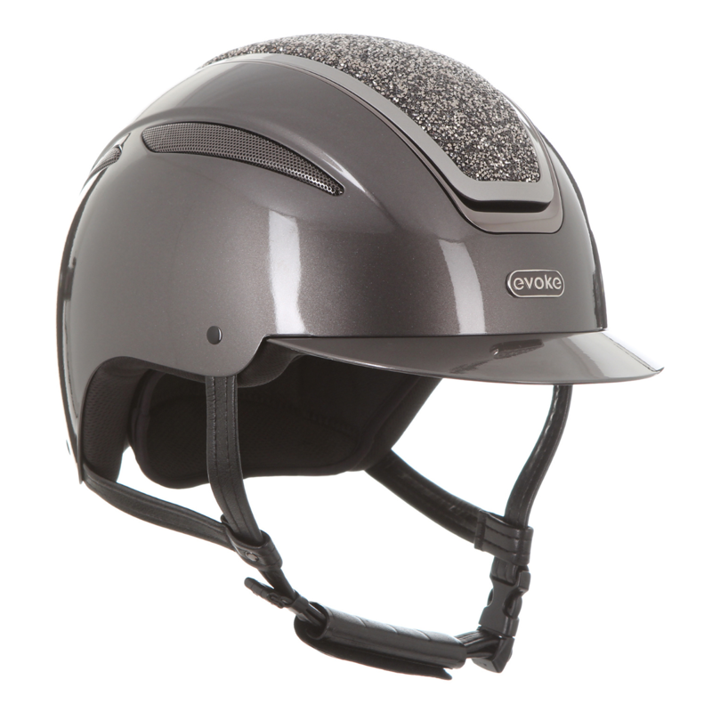 Evoke Callisto Classic Peak Riding Hat - Metallic Graphite/Marcasite Crystal-3