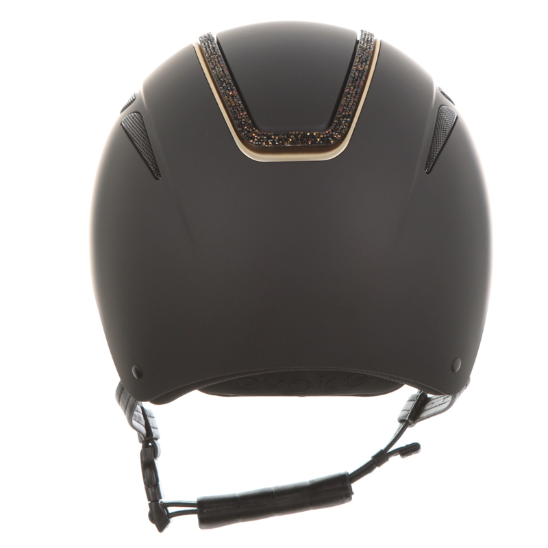 Evoke Callisto Classic Peak Riding Hat - Black/Gold Crystal Frame-5