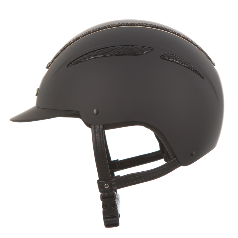 Evoke Callisto Classic Peak Riding Hat - Black/Gold Crystal Frame-3