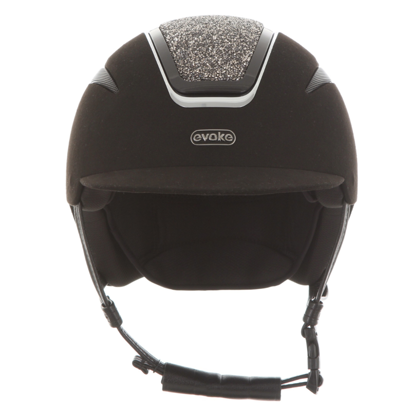 Evoke Callisto Classic Peak Riding Hat - Black Suede/Marcasite Crystal-2