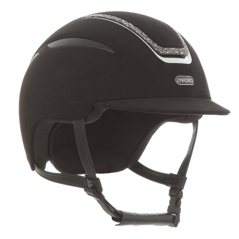 Evoke Callisto Classic Peak Riding Hat - Black Suede/Marcasite Crystal Frame-1