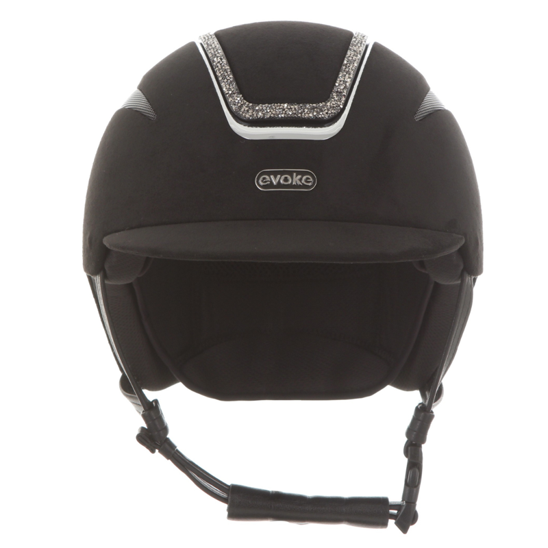 Evoke Callisto Classic Peak Riding Hat - Black Suede/Marcasite Crystal Frame-2