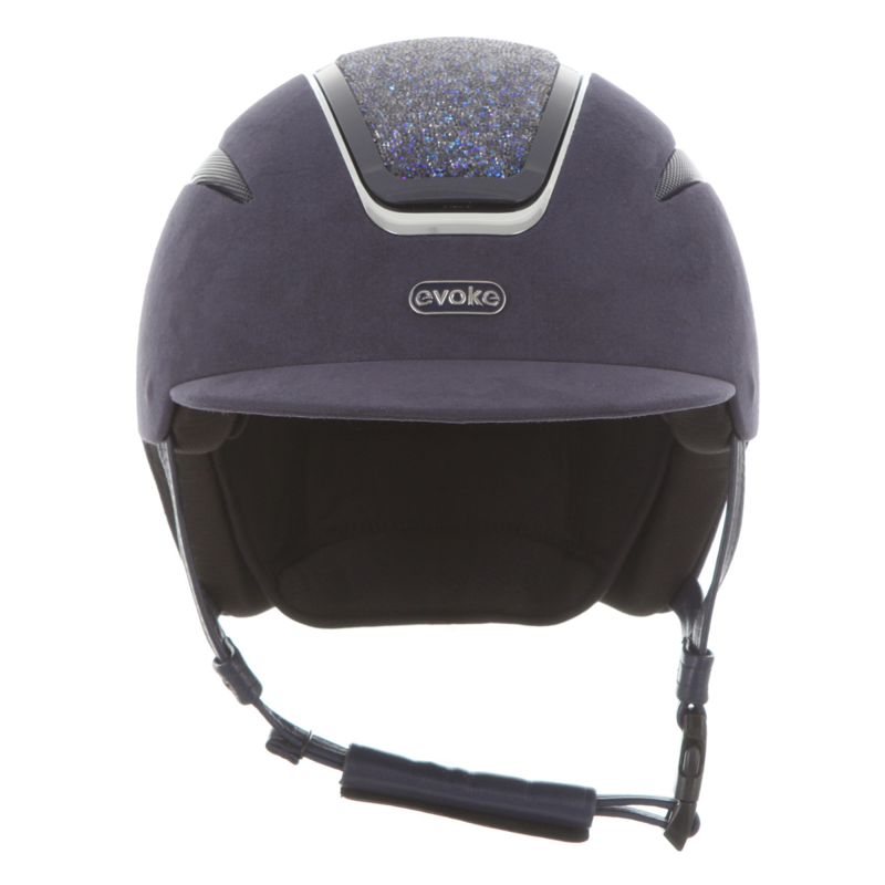 Evoke Callisto Classic Peak Riding Hat - Cool Blue Suede/Blue Crystal-2