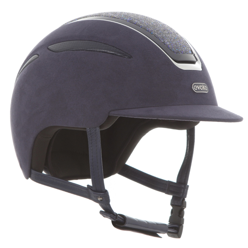 Evoke Callisto Classic Peak Riding Hat - Cool Blue Suede/Blue Crystal-1