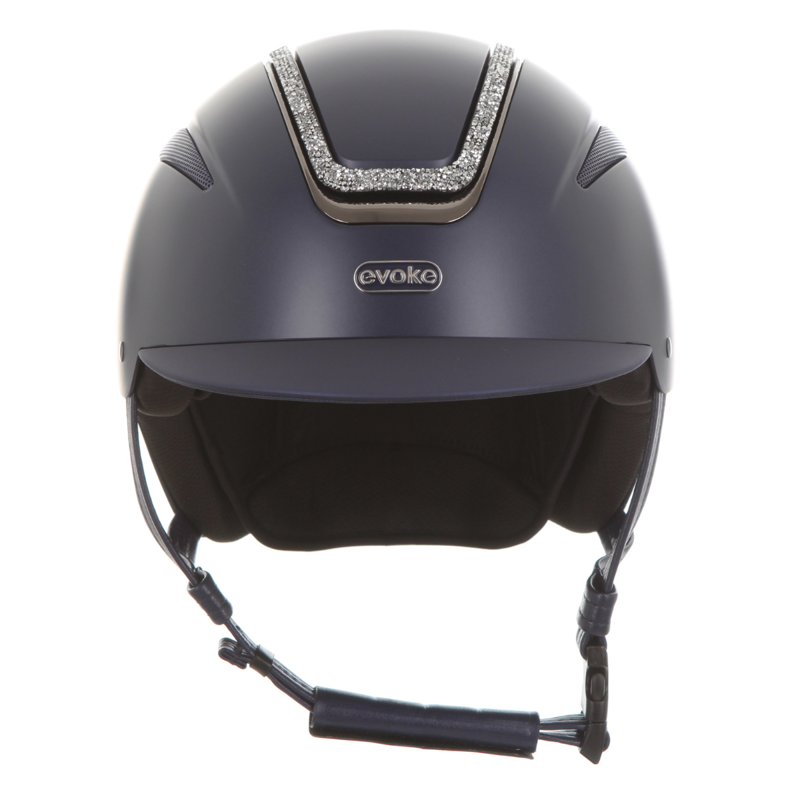 Evoke Callisto Classic Peak Riding Hat - Navy/Silver Crystal Frame-2