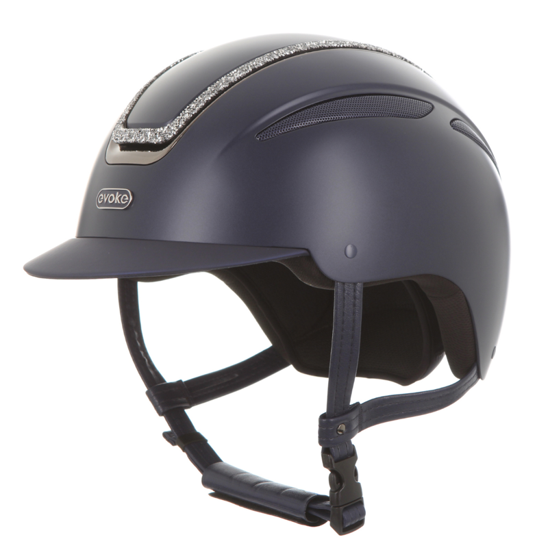 Evoke Callisto Classic Peak Riding Hat - Navy/Silver Crystal Frame