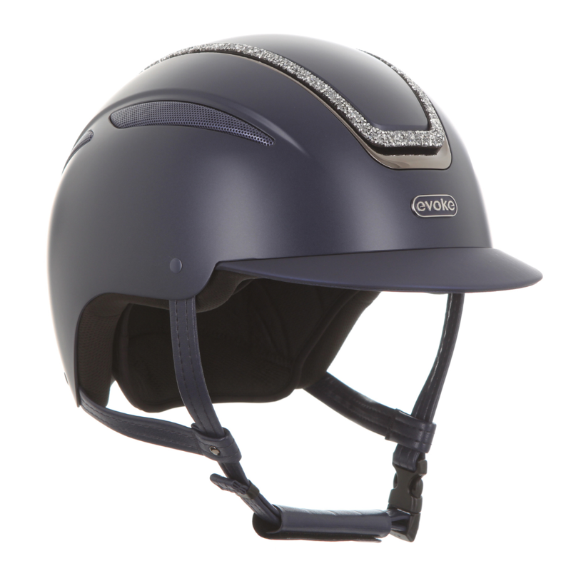 Evoke Callisto Classic Peak Riding Hat - Navy/Silver Crystal Frame-1