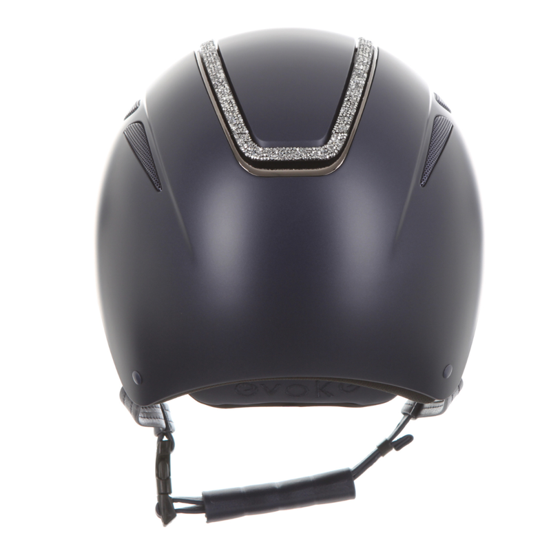 Evoke Callisto Classic Peak Riding Hat - Navy/Silver Crystal Frame-4
