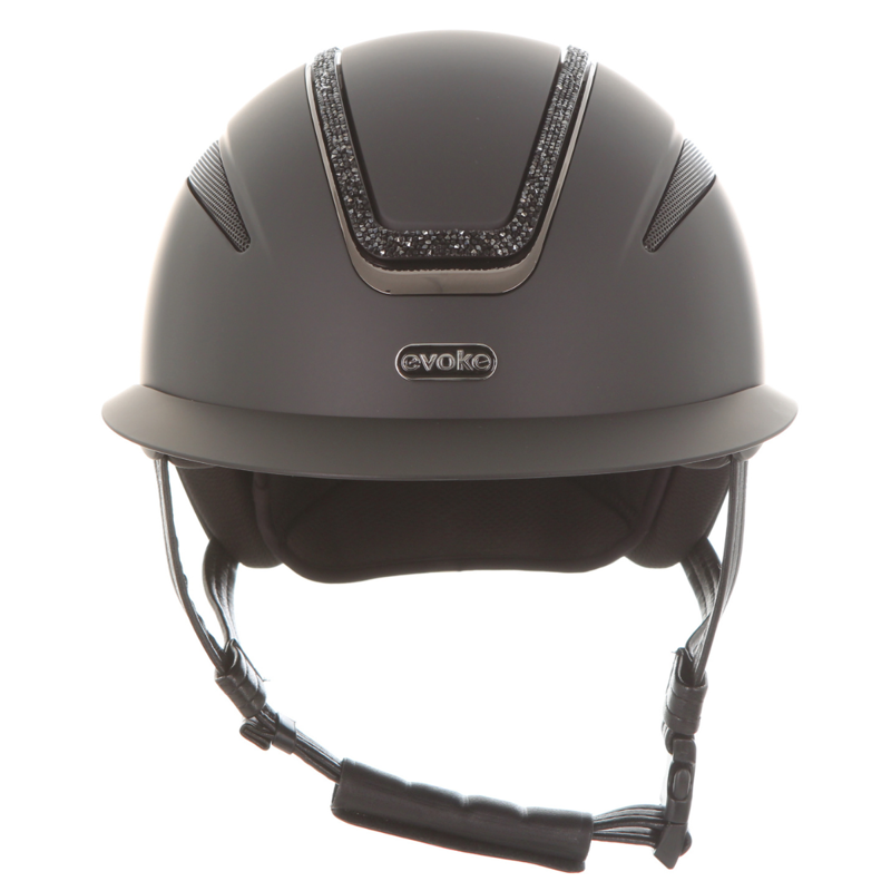 Evoke Callisto Wide Peak Riding Hat - Black/Black Crystal Frame-2