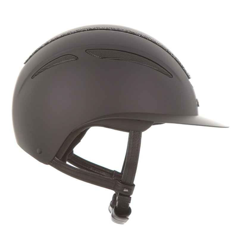 Evoke Callisto Wide Peak Riding Hat - Black/Black Crystal Frame-5