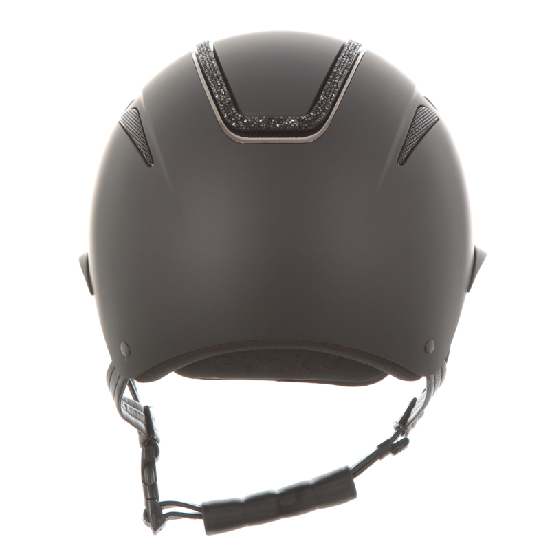 Evoke Callisto Wide Peak Riding Hat - Black/Black Crystal Frame-4