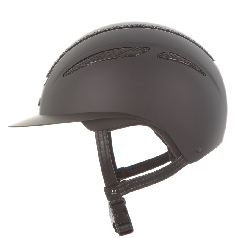 Evoke Callisto Wide Peak Riding Hat - Black/Black Crystal Frame-3