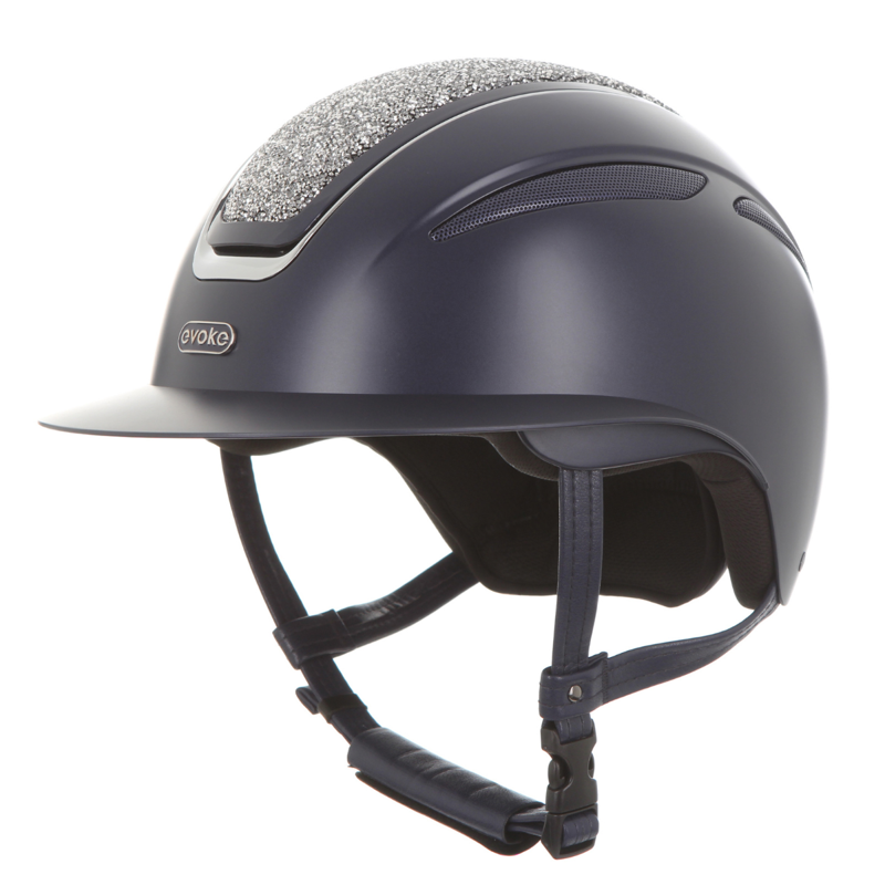 Evoke Callisto Wide Peak Riding Hat - Navy/Silver Crystal