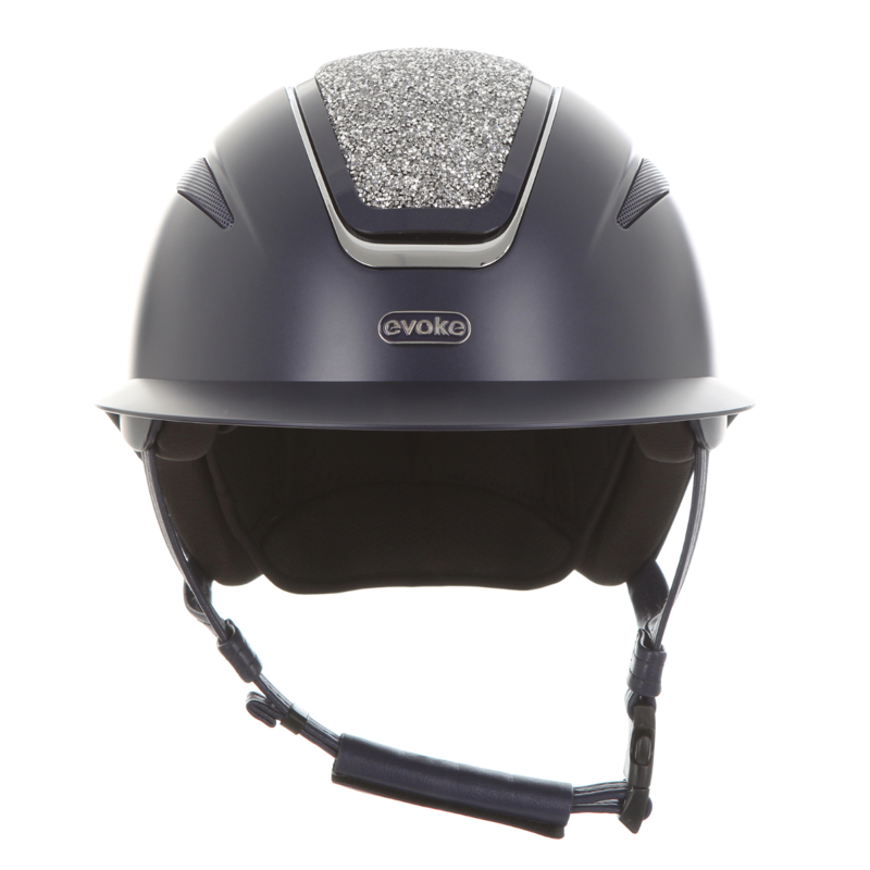 Evoke Callisto Wide Peak Riding Hat - Navy/Silver Crystal-2
