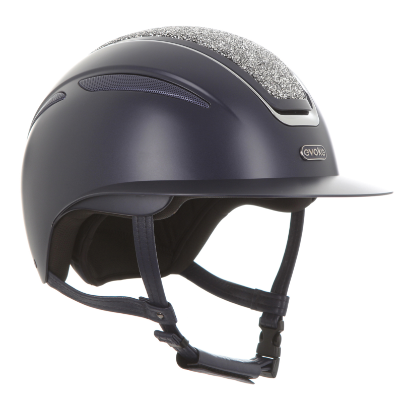 Evoke Callisto Wide Peak Riding Hat - Navy/Silver Crystal-1