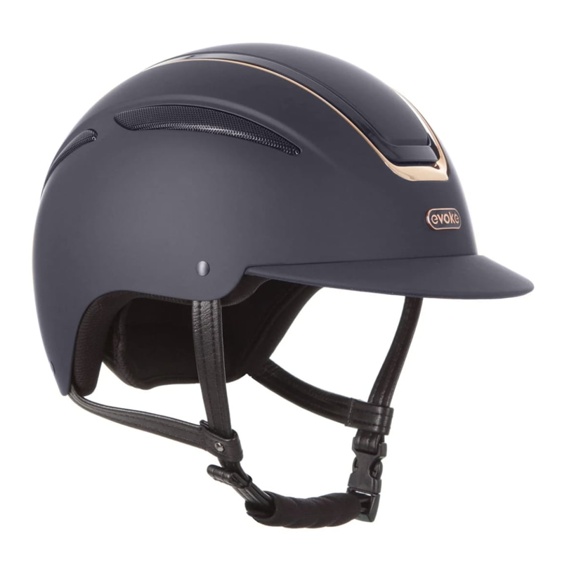 Evoke Callisto Classic Peak Riding Hat - Navy/Rose Gold-1