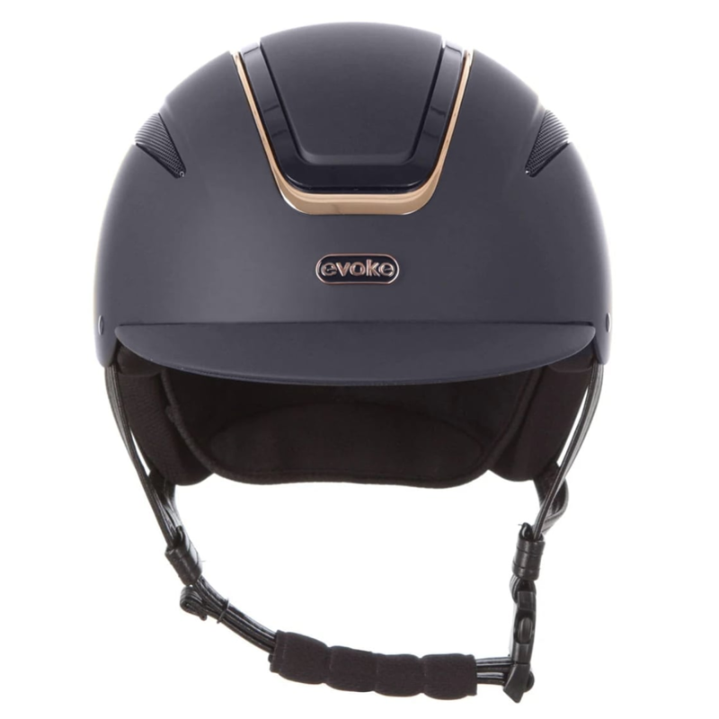 Evoke Callisto Classic Peak Riding Hat - Navy/Rose Gold-2