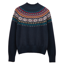 Joules Ladies Alba Fairisle High Neck Cotton-Blend Jumper - Navy