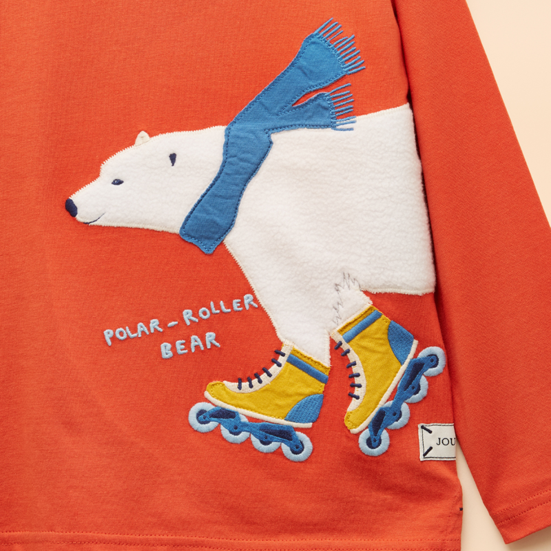 Joules Boys' Jack Applique Long Sleeve Top - Orange-2