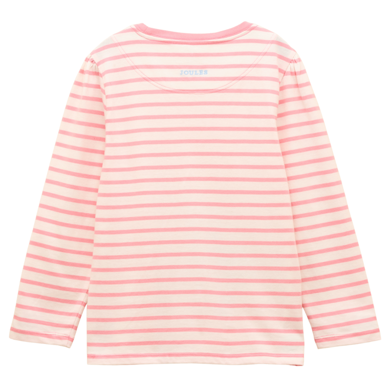 Joules Girls' Ava Applique Long Sleeve Top - Pink/Cream-1
