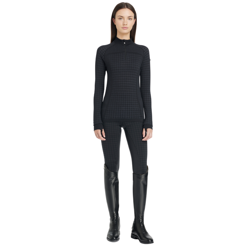 LeMieux Aspen Houndstooth Quarter Zip Top - Grey-3