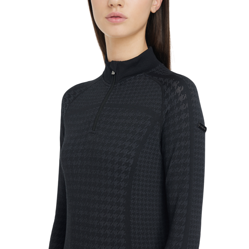 LeMieux Aspen Houndstooth Quarter Zip Top - Grey-4