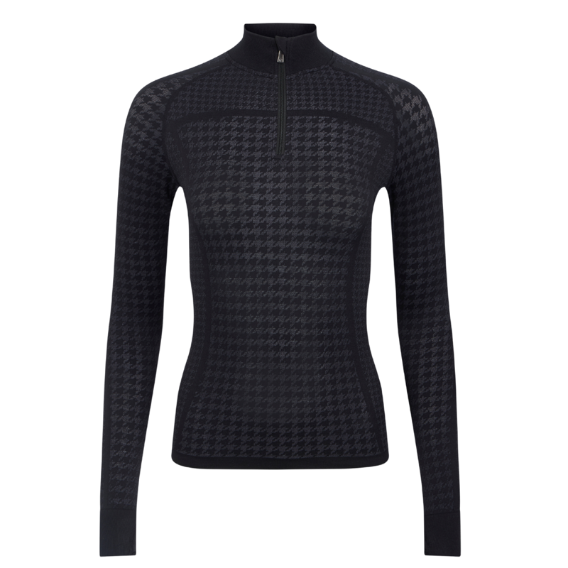 LeMieux Aspen Houndstooth Quarter Zip Top - Grey-2