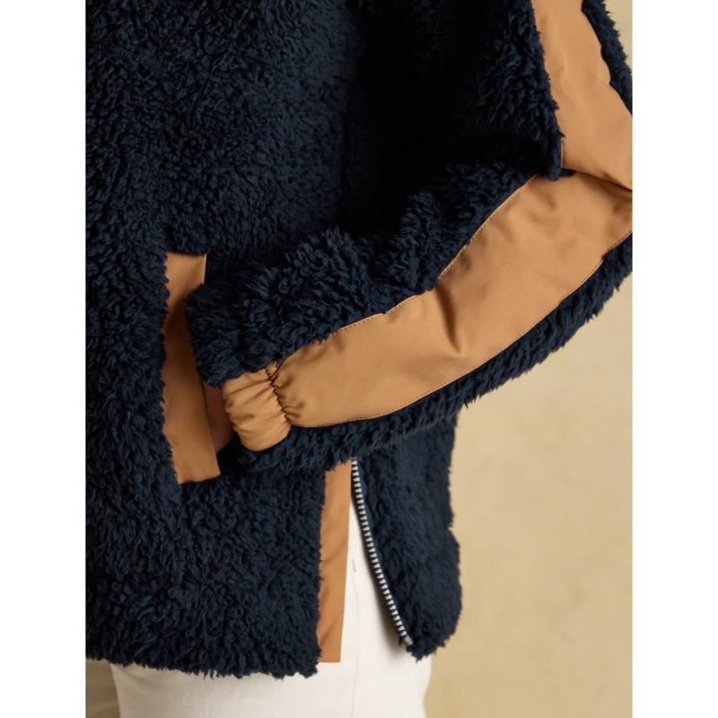 Joules Ladies Tilly Quarter Zip Borg Fleece - Navy-6
