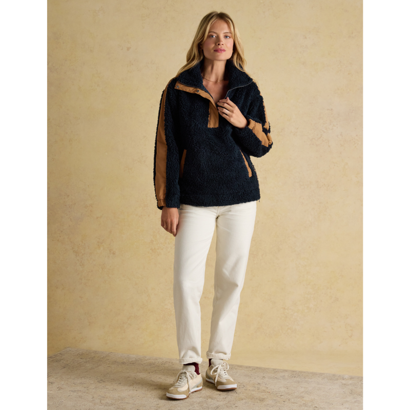 Joules Ladies Tilly Quarter Zip Borg Fleece - Navy-5